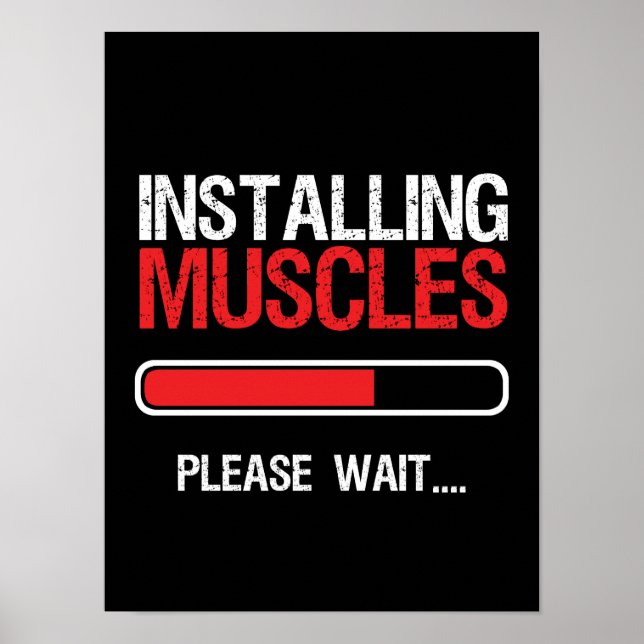 Gym Workout Fitness Body Builder Installing Muscle Poster (Front)