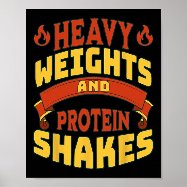 Gym Workout Lifting Heavy Weights Protein Shakes B Poster (Front)