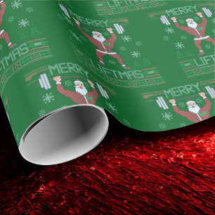 Gym Workout Merry Liftmas Ugly Christmas Wrapping Paper