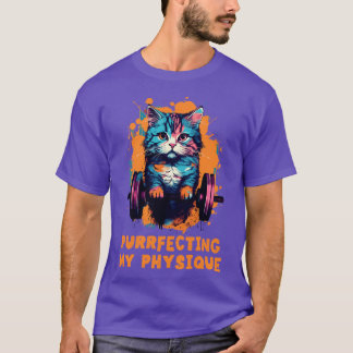 Gym Workout or Fitness Gift Funny Cat in a Gym T-Shirt
