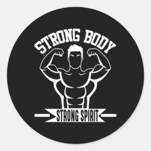 Gym Workout Strong Body Strong Spirit Classic Round Sticker