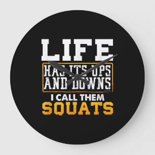 Gym Workout Weights Squat Men Women Large Clock