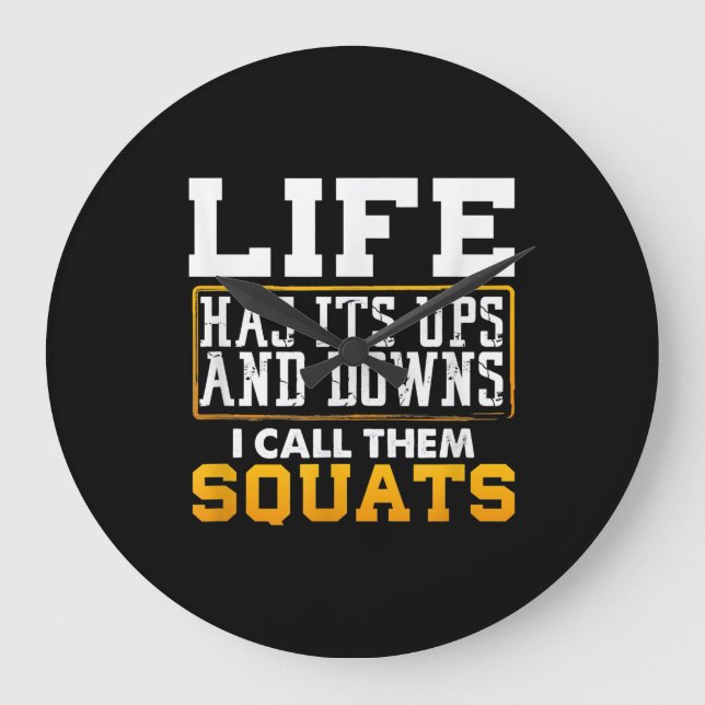 Gym Workout Weights Squat Men Women Large Clock (Front)