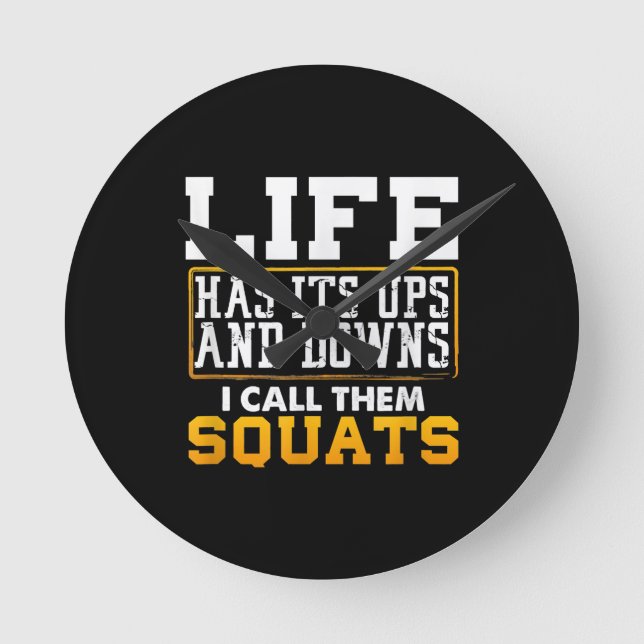 Gym Workout Weights Squat Men Women Round Clock (Front)