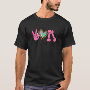 Gymer Fitness Dumbbell Workout Leopard Peace Love T-Shirt