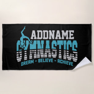 Gymnast ADD NAME Gymnastics Team Backbend Kickover Beach Towel