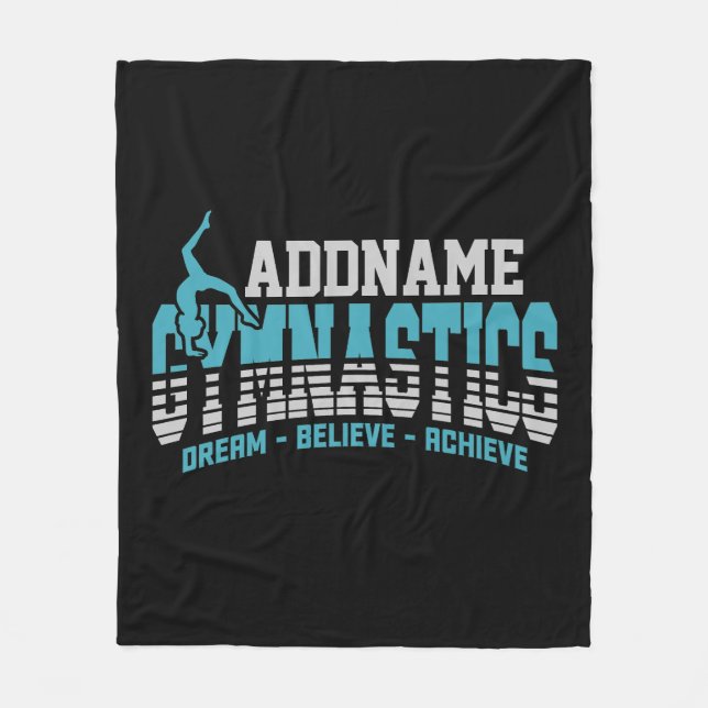Gymnast ADD NAME Gymnastics Team Backbend Kickover Fleece Blanket (Front)