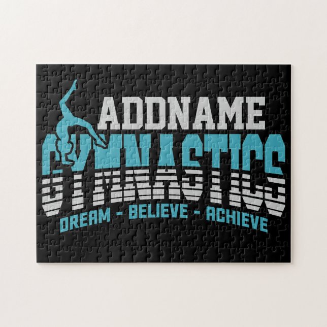 Gymnast ADD NAME Gymnastics Team Backbend Kickover Jigsaw Puzzle (Horizontal)