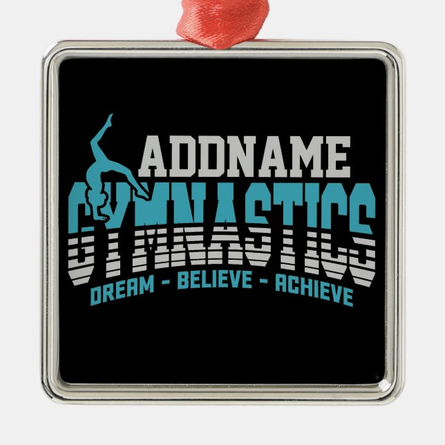 Gymnast ADD NAME Gymnastics Team Backbend Kickover Metal Tree Decoration (Front)