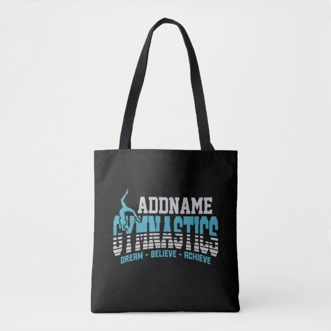 Gymnast ADD NAME Gymnastics Team Backbend Kickover Tote Bag (Front)