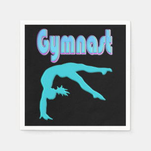 Gymnast Back Handspring Step Out Teal Napkin