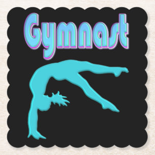 Gymnast Back Handspring Step Out Teal Paper Coaster