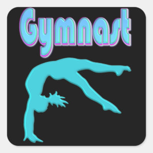 Gymnast Back Handspring Step Out Teal Square Sticker