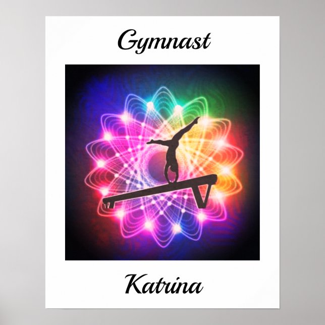 Gymnast Balance Beam Personalised Gymnastics Poster (Front)
