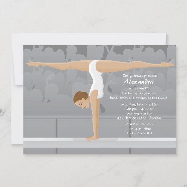 Gymnast Birthday Party Invitation (Front)