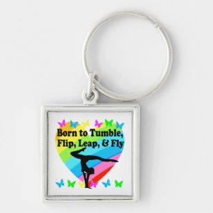 GYMNAST BORN TO TUMBLE AND FLY DESIGN KEY RING