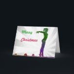 Gymnast Christmas Card<br><div class="desc">Gymnast themed Christmas card,  "Hope your Christmas is Amazing" Beautiful original artwork. Rainbow gymnast on beam</div>
