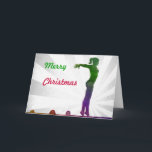 Gymnast Christmas Card<br><div class="desc">Gymnast themed Christmas card,  "Hope your Christmas is Amazing" Beautiful original artwork. Rainbow gymnast on beam</div>