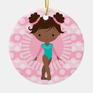 Gymnast - Cute Gymnastics African American Ceramic Tree Decoration