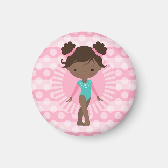 Gymnast - Cute Gymnastics African American Magnet (Front)