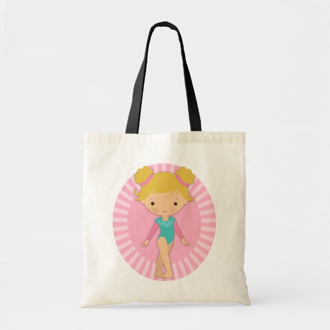 Gymnast - Cute Gymnastics Pink Aqua Blond	A Tote Bag (Front)