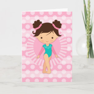 Gymnast - Cute Gymnastics Pink Turquoise Card