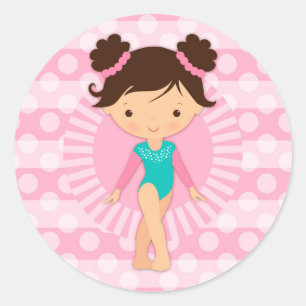 Gymnast - Cute Gymnastics Pink Turquoise Classic Round Sticker