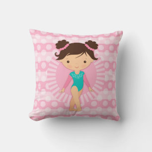 Gymnast - Cute Gymnastics Pink Turquoise Cushion