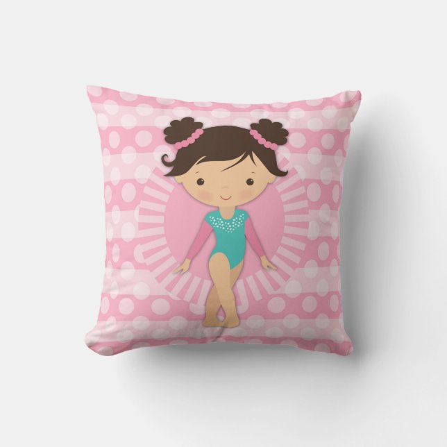 Gymnast - Cute Gymnastics Pink Turquoise Cushion (Front)