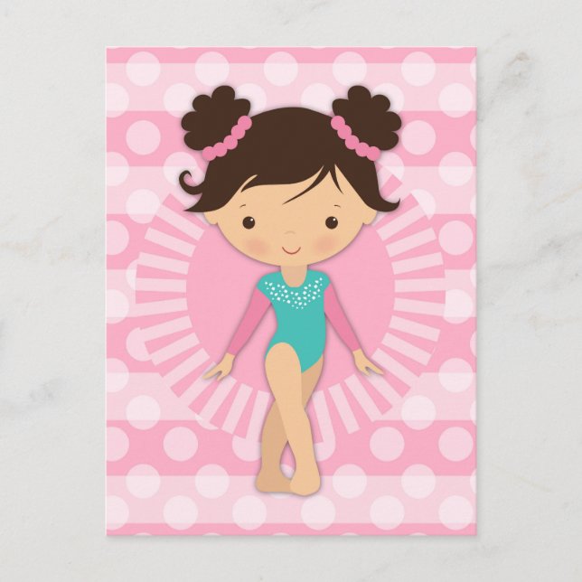 Gymnast - Cute Gymnastics Pink Turquoise Postcard (Front)