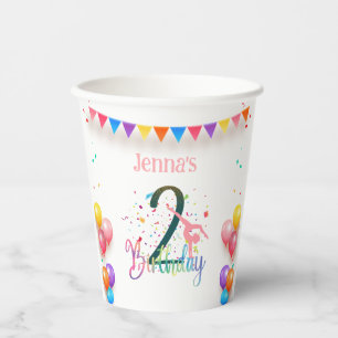 Gymnast cute kids birthday party colourful card paper cups