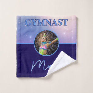 Gymnast Deep Royal Custom Photo and Name Wash Cloth