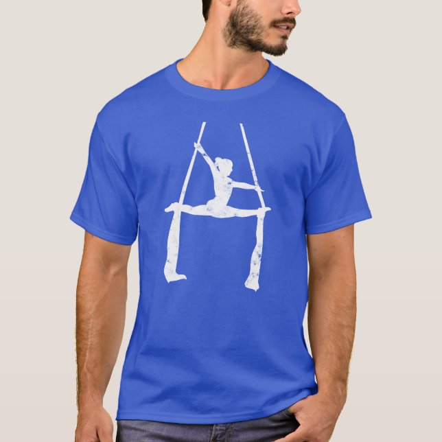 Gymnast doing aerial silk moves sports T-Shirt (Front)