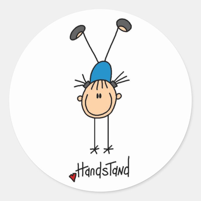 Gymnast Doing Handstand Classic Round Sticker (Front)