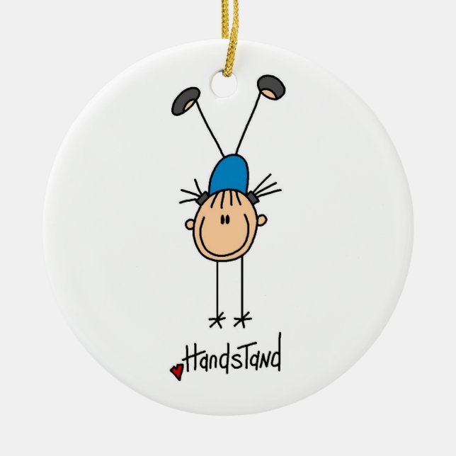 Gymnast Doing Handstands Ceramic Tree Decoration (Front)