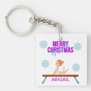 GYMNAST double sided keychain personalised.