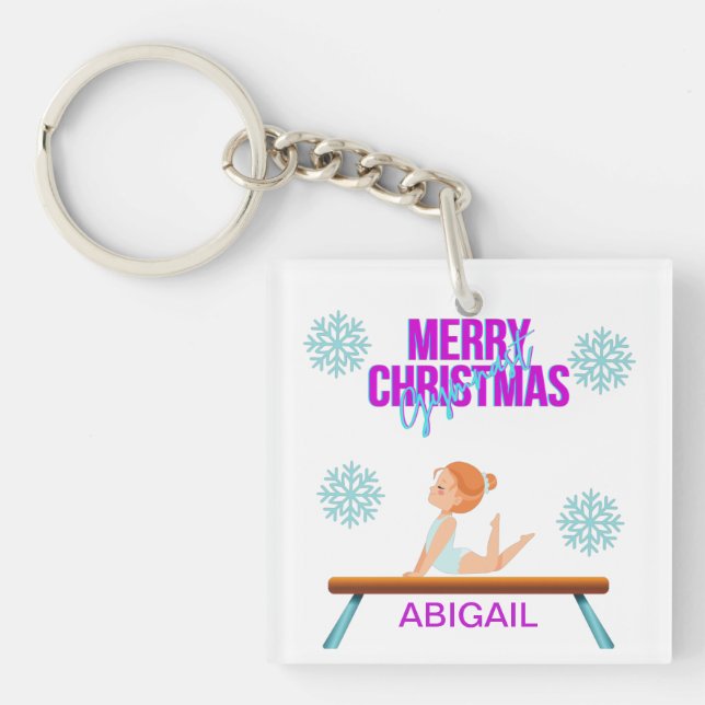GYMNAST double sided keychain personalised. (Front)