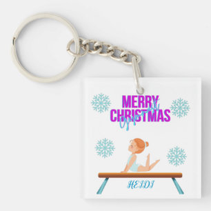 GYMNAST double sided keychain personalised.