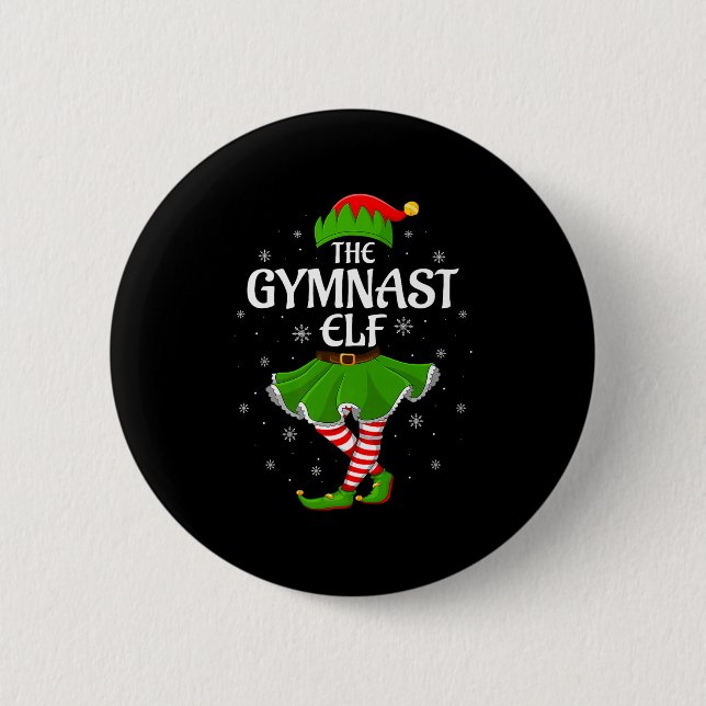 Gymnast Elf Christmas Family Girls Women Elf Squad 6 Cm Round Badge (Front)