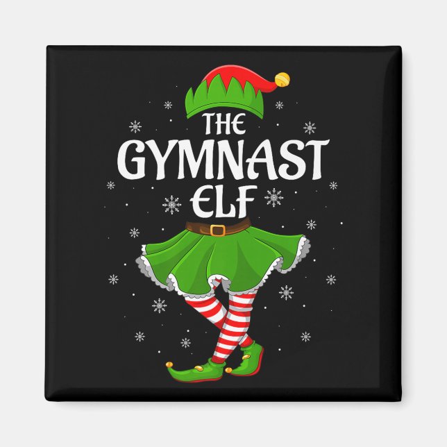 Gymnast Elf Christmas Family Girls Women Elf Squad Magnet (Front)