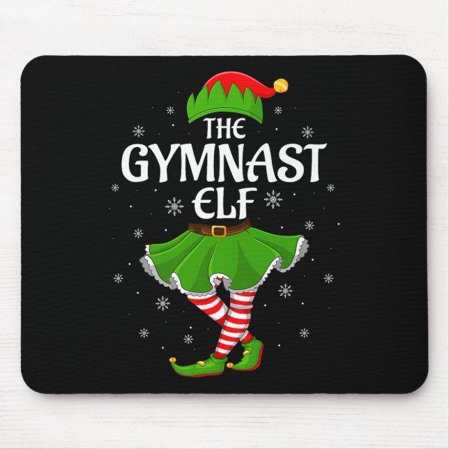 Gymnast Elf Christmas Family Girls Women Elf Squad Mouse Mat (Front)