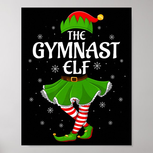 Gymnast Elf Christmas Family Girls Women Elf Squad Poster (Front)