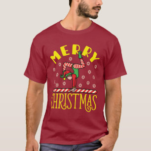 Gymnast Elf on Beam Gymnastics Christmas T-Shirt