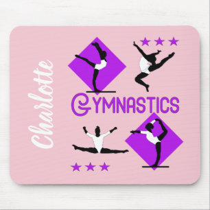 Gymnast Figures Cute Girls Gymnastics Personalised Mouse Mat