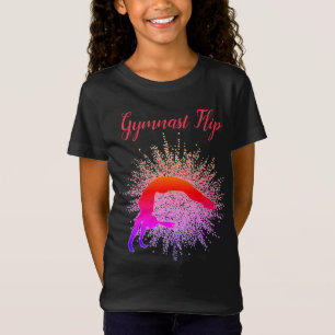 "Gymnast Flip" Girls Gymnastics Red & Rainbow T-Shirt
