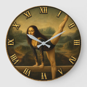 Gymnast Funny Mona Lisa Large Clock
