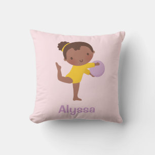 Gymnast Girl and Ball Gymnastics Room Decor Pillow
