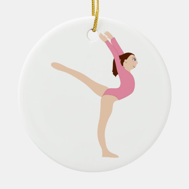 Gymnast Girl Ceramic Tree Decoration (Front)