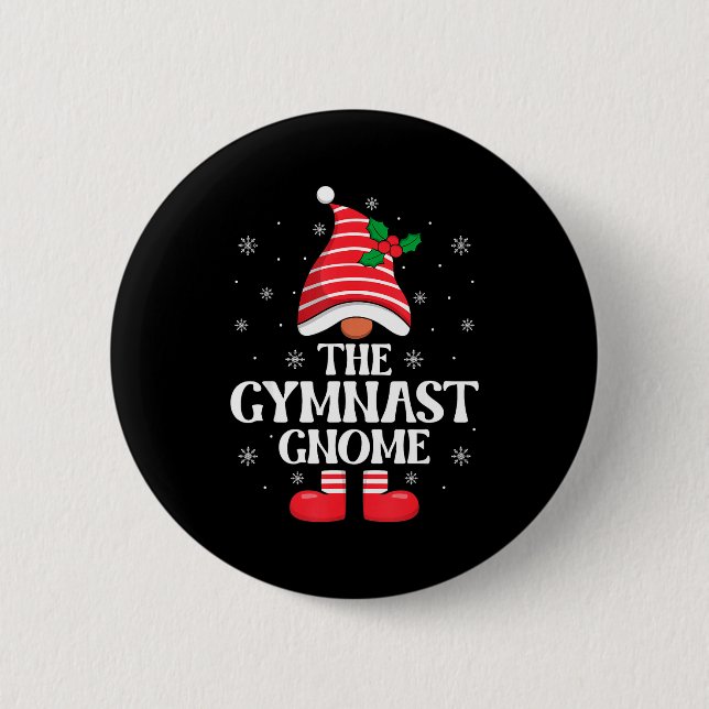 Gymnast Gnome Christmas Family Matching Group Funn 6 Cm Round Badge (Front)