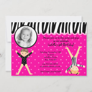 Gymnast Gymnastic Birthday Party Invitations